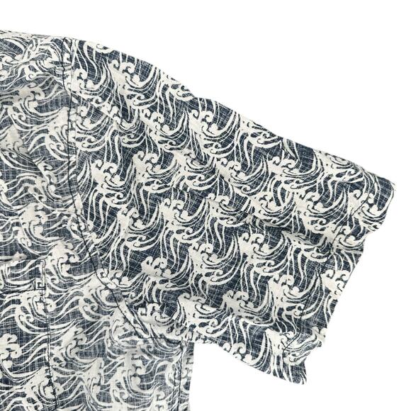 Reyn Spooner Kloth Hawaiian Aloha Floral Blue and White 2XL Button Down Shirt - Picture 2 of 7